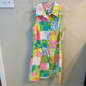 Lilly Pulitzer Sleeveless Button Down Shirt Dress Beachy Patch 2 Vintage